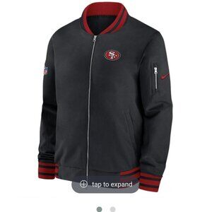 NIKE 49ERS COACHES BOMBER JACKET BLACK RED SIZE L NWT